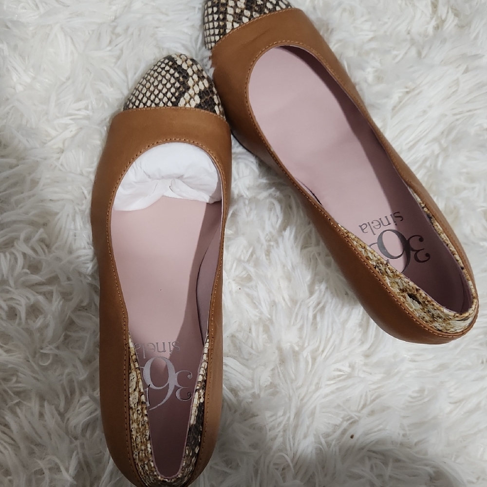 Brown and Snake Print Women's Flats